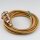 Textilkabel Gold mit E14 Lampenfassung Metall vermessingt und 2 Schraubringe 1-5m