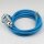 Textilkabel Blau mit E14 Lampenfassung Metall verchromt und 2 Schraubringe 1-5m