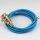 Textilkabel Blau mit E14 Lampenfassung Metall vermessingt und 2 Schraubringe 1-5m