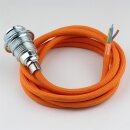 Textilkabel Orange mit E14 Lampenfassung Metall verchromt...