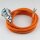 Textilkabel Orange mit E14 Lampenfassung Metall verchromt und 2 Schraubringe 1-5m