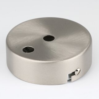 2-Loch Lampen-Baldachin Metall 80x25mm Edelstahloptik ohne Zugentlaster für 2 Lampenpendel