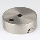 2-Loch Lampen-Baldachin Metall 80x25mm Edelstahloptik ohne Zugentlaster für 2 Lampenpendel