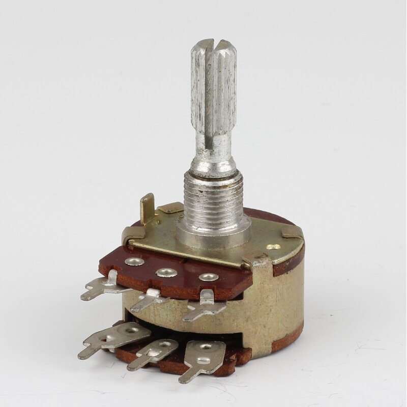 DrehPotentiometer stereo 100k ohm log 6/17mm Achse kaufen