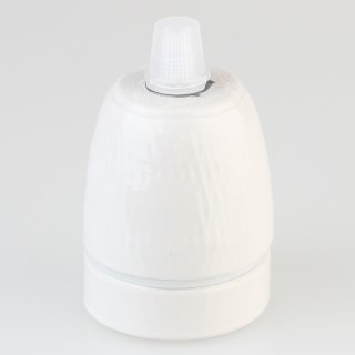 E27 Premium Porzellanfassung glasiert mit Kabel Rändel Zugentlastung Kunststoff transparent 250V/4A