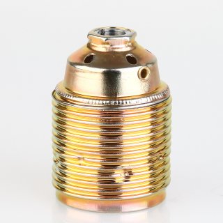 E27 Lampenfassung Metall vermessingt mit Gewindemantel und Keramik Innenkern 250V/4A