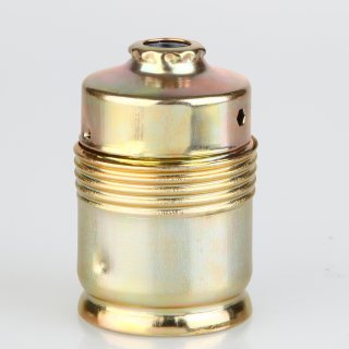 E27 Lampenfassung Metall vermessingt mit Glattmantel Innenkern mit Erdungspol 250V/4A