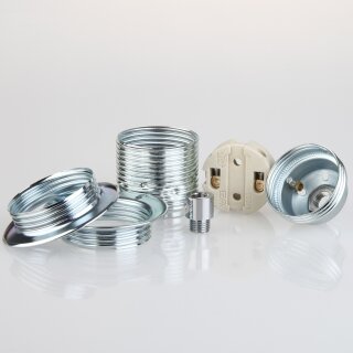 2 Stück E27 Lampenfassungen Aus Metall – Vermessingt, Mit Außengewinde & Zugentlastung, Max. 150 W
