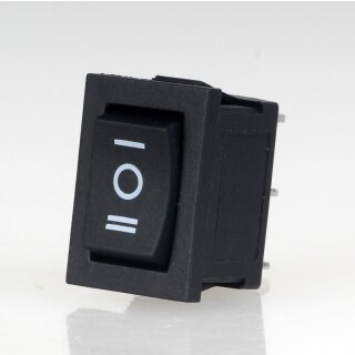 Wippschalter schwarz 1-polig EIN/AUS/EIN 19x12mm 250V/6A