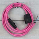 Textilkabel Anschlussleitung 2-5m pink mit Schalter und...