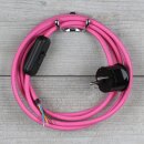 Textilkabel Pink 3-adrig mit Schnurschalter und...
