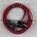 Textilkabel Bordeaux Rot 3-adrig mit Schnurschalter und...