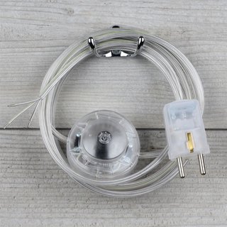 Lampen Anschlussleitung transparent 2-5m mit Fußschalter und Schutzkontakt-Stecker