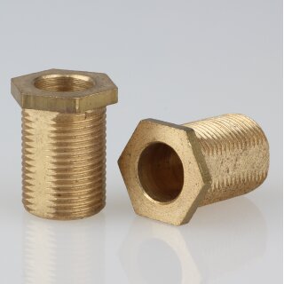 M13x1 Trompetennippel Messing 18mm lang 6-kant 15x20mm mit Profil/Verdrehschutz