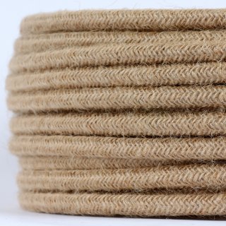 Textilkabel Stoffkabel Hanf Jute beige 3-adrig 3x0,75...