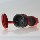 PCE Schutzkontakt Gummi-Kupplung schwarz/rot mit Deckel...