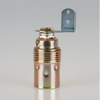 E14 Lampenfassung Metall vermessingt mit Winkel und 6-kant Trompetennippel