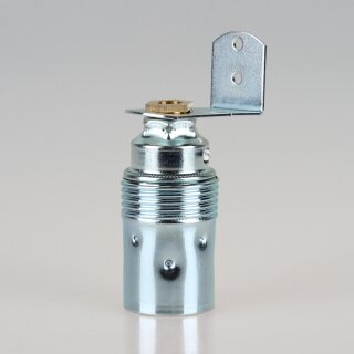 E14 Lampenfassung Metall verchromt mit Winkel und 6-kant Trompetennippel