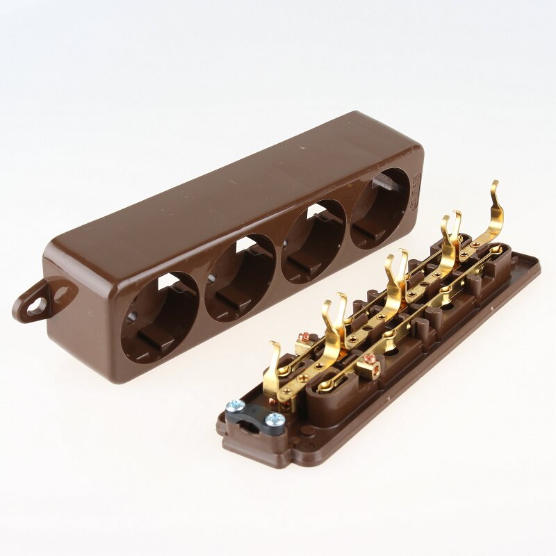 Tischsteckdose Steckdosenleiste braun 4-fach ohne Kabel, 6,95