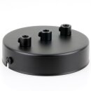 3-Loch Lampen-Baldachin Metall 100x25mm schwarz mit Zugentlaster Metall für 3 Lampenpendel