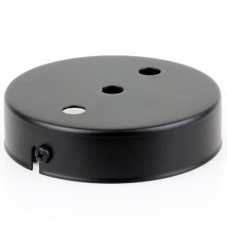 3-Loch Lampen-Baldachin Metall 100x25mm schwarz ohne Zugentlaster für 3 Lampenpendel