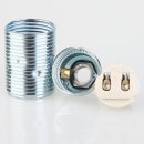 E14 Lampenfassung Metall verchromt mit Gewindemantel und Keramik Innenkern 250V/2A