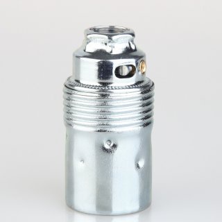 E14 Lampenfassung Metall verchromt mit Glattmantel und Keramik Innenkern 250V/2A