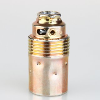 E14 Lampenfassung Metall vermessingt mit Glattmantel und Keramik Innenkern 250V/2A