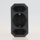 Steckdosen-Adapter schwarz 16A/250V 2 x Eurosteckdose 1 x...