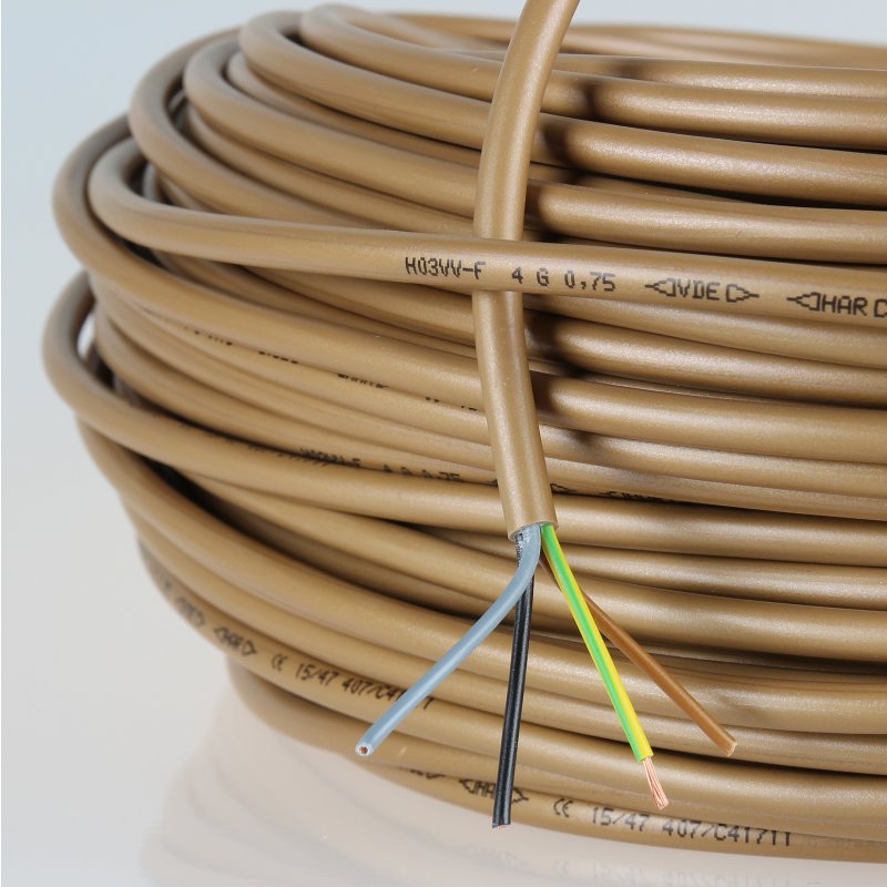 PVC-Lampen-Kabel Rundkabel gold 4-adrig