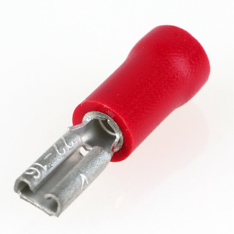 Produktbild von KEWUF 100x Flachsteckhülsen 6,3x0,8 Mm – Vollisoliert, Rot & Blau, Für 0,5-1,5 Mm² & 1,5-2,5 Mm², Schnellkupplungsbuchsen