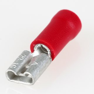 100 x Flachsteckhülse rot 0,5x4,8 halbisoliert für Leitungsquerschnitt 0,5-1,5mm²