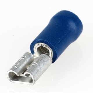 100 x Flachsteckhülse blau 0,8x4,8 halbisoliert für Leitungsquerschnitt 1,5-2,5mm²