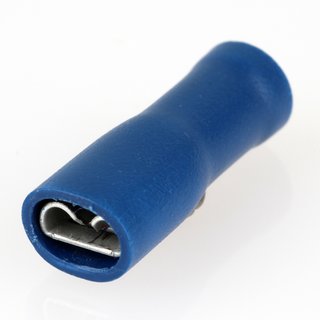 100 x Kabelschuh Flachsteckhülse blau 0,8x4,8 vollisoliert für Leitungsquerschnitt 1,5-2,5mm²