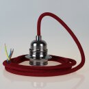 Textilkabel Bordeaux Rot mit E27 Lampenfassung Metall...