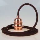 Textilkabel Braun mit E27 Lampenfassung Metall verkupfert...