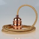 Textilkabel Gold mit E27 Lampenfassung Metall verkupfert...