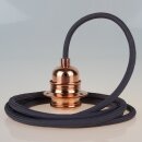 Textilkabel Graphit-Grau mit E27 Lampenfassung Metall...