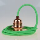 Textilkabel Kiwigrün mit E27 Lampenfassung Metall...