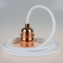 Textilkabel Weiß mit E27 Lampenfassung Metall...