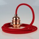 Textilkabel Rot mit E27 Lampenfassung Metall verkupfert...