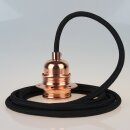 Textilkabel Schwarz mit E27 Lampenfassung Metall...