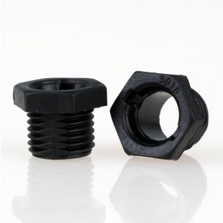 M10x1 Trompetennippel 12x10mm 6-kant 7mm lang Kunststoff schwarz mit Profil/Verdrehschutz