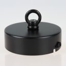 1-Loch Lampen-Baldachin 80x25 Metall schwarz mit Ringnippel 22mm für Kettenaufhängung