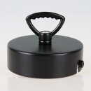 1-Loch Lampen-Baldachin 80x25 Metall schwarz mit Zahn-Ringnippel 42mm für Kettenaufhängung
