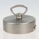 1-Loch Lampen-Baldachin 80x25 Metall edelstahloptik mit Zahn-Ringnippel 42mm für Kettenaufhängung