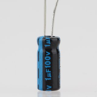 1uF 100V Miniatur-Elko Elektrolytkondensator Radial 105° 6x12mm