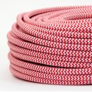 Textilkabel Stoffkabel rot-weiß Zick Zack Muster...