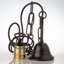 E27 Lampen Kettenpendel schwarz 1m lang mit Metall Baldachin fämisch