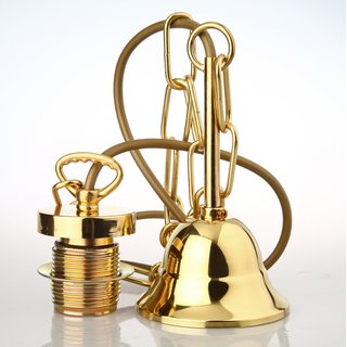 E27 Lampen Kettenpendel messing poliert 1m lang mit Metall Baldachin Tulpenform